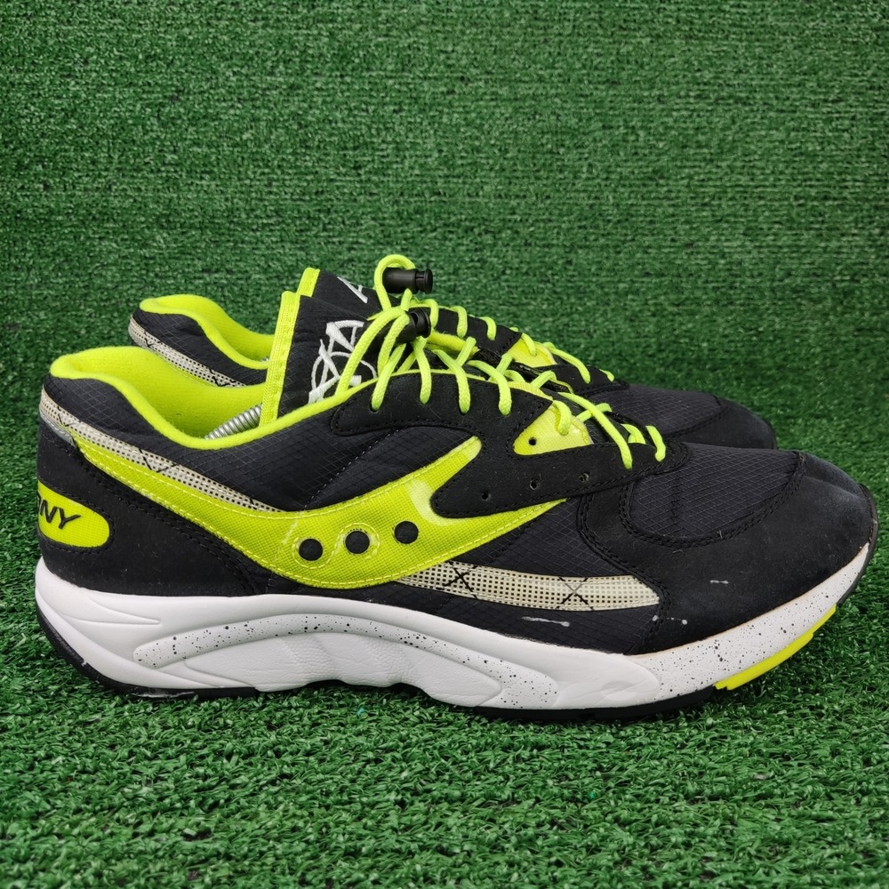 Saucony Sneakers Mens 13 Black Aya Low‎ Top Running Shoes S70460-3 Neon Yellow